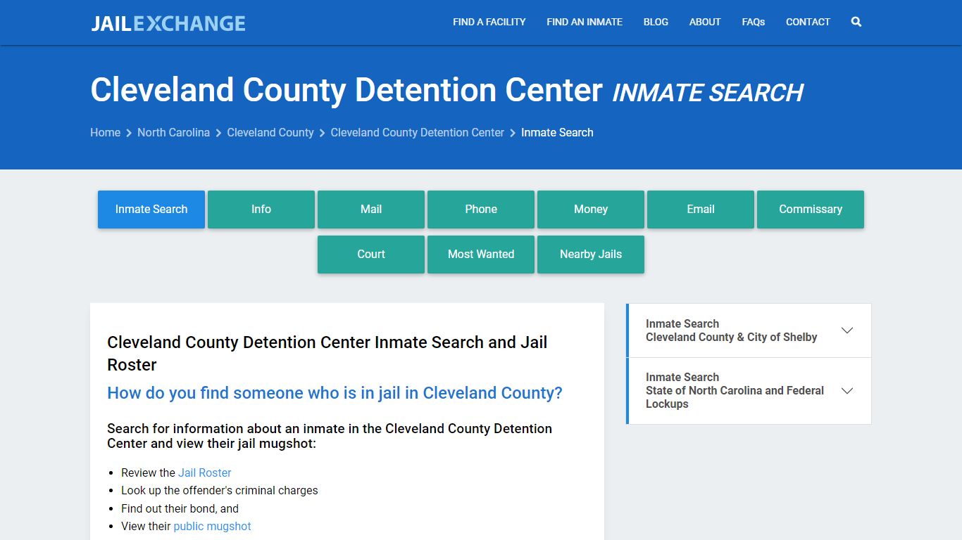 Cleveland County Detention Center Inmate Search - Jail Exchange